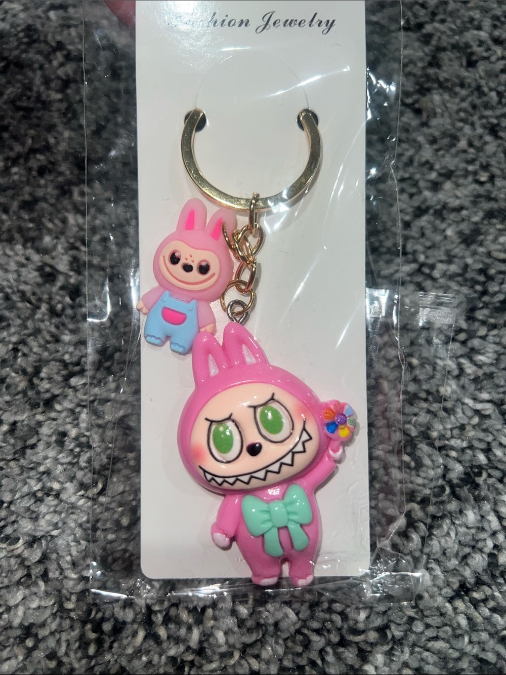 Cute Pink Bunny “Labubu” Character Keychain/bag charm